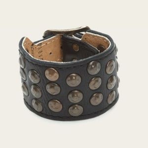 Frye Black Stud Leather Cuff Bracelet